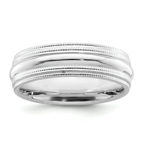925 Sterling Silver 6mm Comfort Fit Double Milgrain Band Ring Size 4