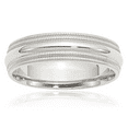 thumbnail image 1 of 925 Sterling Silver 6mm Comfort Fit Double Milgrain Plain Classic Wedding Band Ring, 1 of 8