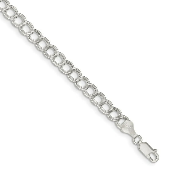 925 Sterling Silver 6mm Double Link Charm Chain Bracelet; 8 inch; Lobster Clasp