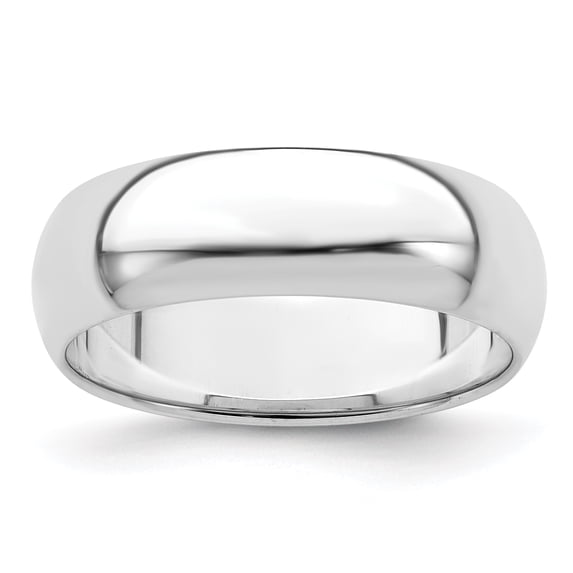 925 Sterling Silver 6mm Half Round Band Ring Size 7