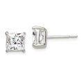 thumbnail image 1 of 925 Sterling Silver 6mm Princess Basket Set CZ Stud Earrings; for Adults and Teens; for Women and Men, 1 of 1