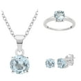 thumbnail image 1 of Mooneye 925 Sterling Silver 6mm Round Blue Topaz Pendant Ring Earrings Set Women Wedding Jewelry, 1 of 7