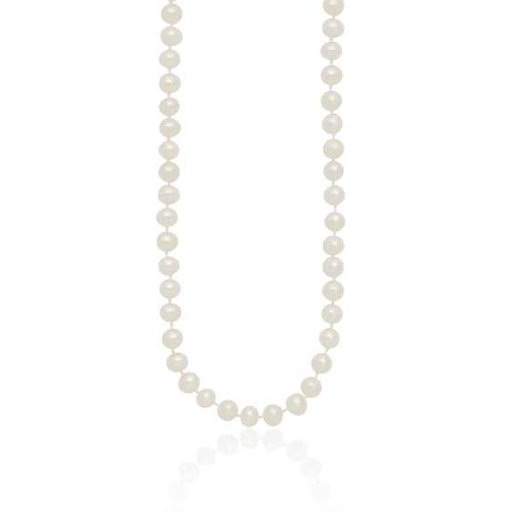 925 Sterling Silver 5mm White Near Round Freshwater Cultured Pearl Necklace Chain