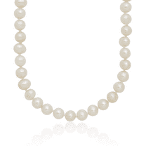 925 Sterling Silver 6mm White Near Round Freshwater Cultured Pearl Necklace Chain