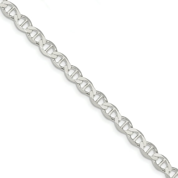 925 Sterling Silver 7.1mm Polished Flat Anchor Chain Bracelet