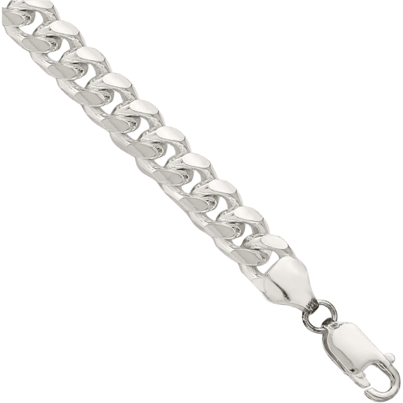 925 Sterling Silver 7.35mm Side Curb Link Chain Bracelet