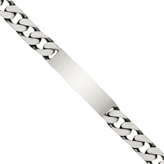 925 Sterling Silver Engraveable Vintage Curb Link Name Bar Identification ID Bracelet