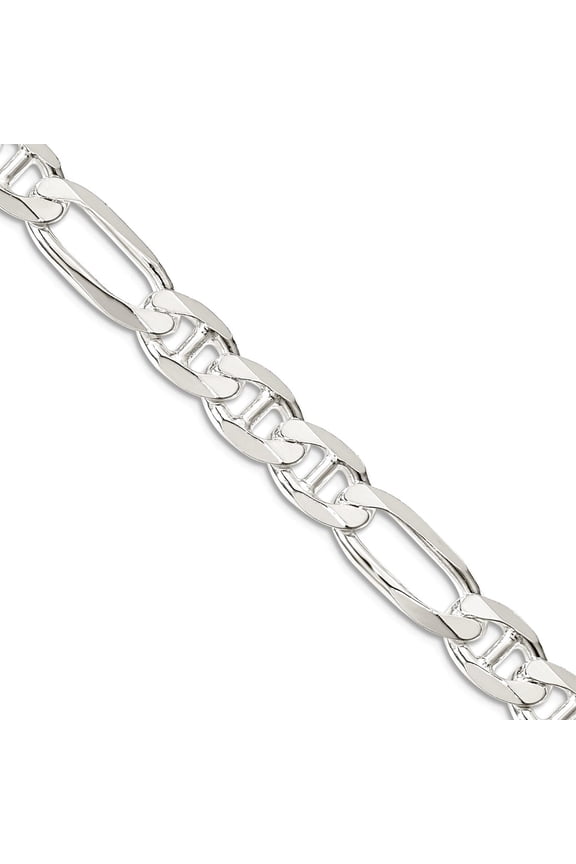 925 Sterling Silver 7.5mm Figaro Nautical Ship Mariner Anchor Chain Necklace 28 Inch Chain Necklace for Women and Men
