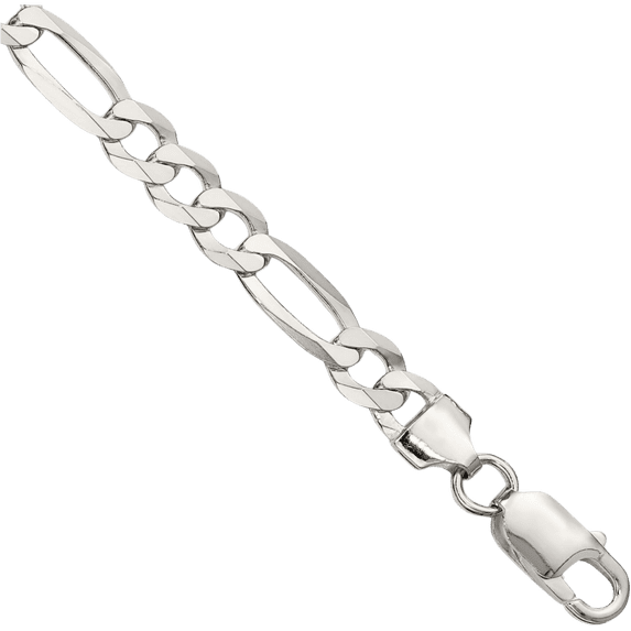 925 Sterling Silver 7mm Figaro Link Chain Bracelet