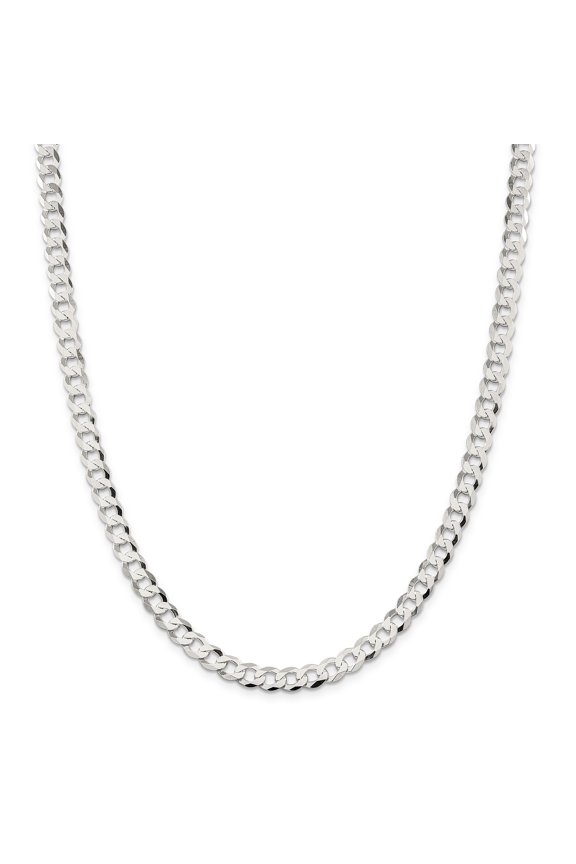 925 Sterling Silver 7.8mm Close Link Flat Curb Chain 20 Inch