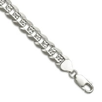 925 Sterling Silver 7.9mm Flat Sparkle-Cut Pave Curb Chain Necklace 22 Inch Chain Necklace for Women and Men