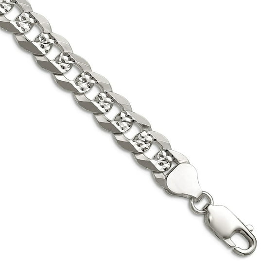 925 Sterling Silver 7.9mm Flat Sparkle-Cut Pave Curb Chain Necklace 22 Inch Chain Necklace for Women and Men