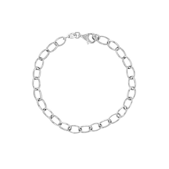 925 Sterling Silver 7" Classic Link Charm Bracelet for Preteen and Teen Girls