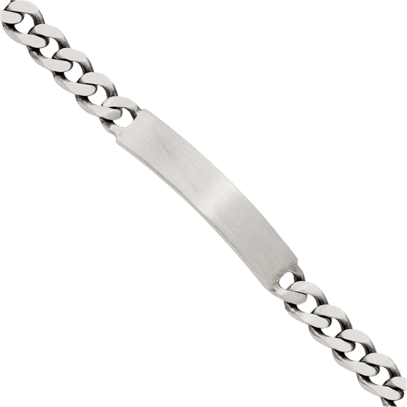 925 Sterling Silver Engraveable Vintage Curb Link Name Bar Identification ID Bracelet