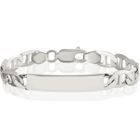 925 Sterling Silver Engraveable Anchor Mariner Link Name Bar Identification ID Bracelet