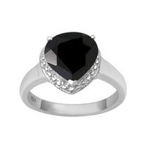 Mooneye 925 Sterling Silver 7mm Heart Shape Black Spinel Solitaire Wedding Women Love Ring