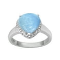 thumbnail image 1 of 925 Sterling Silver 7MM Heart Shape Larimar Solitaire Valentines Day Gifts Women Love Ring, 1 of 2