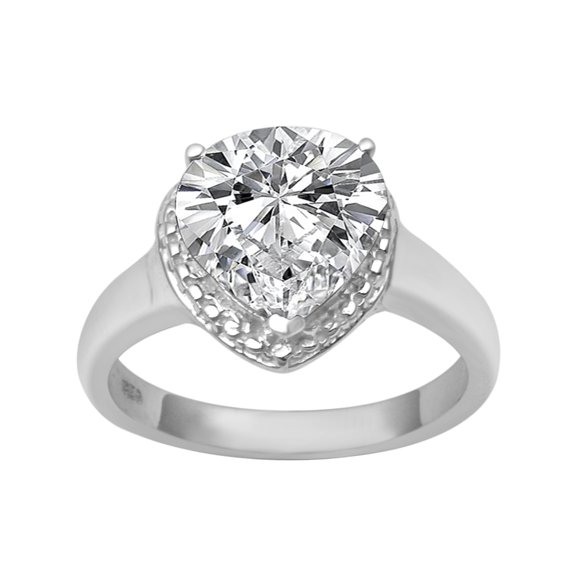 925 Sterling Silver 7MM Heart Shape Moissanite Solitaire Women Love Valentine Gift Ring