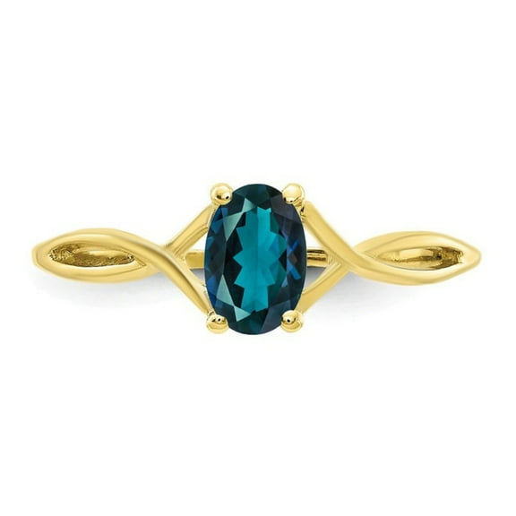 925 Sterling Silver 7X5 Mm Natural London Blue Topaz Gemstone Gold Plated Solitaire Ring For Women