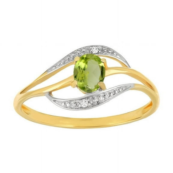 925 Sterling Silver 7X5 Mm Natural Peridot Gemstone August Birthstone Gold Plated Silver Ring