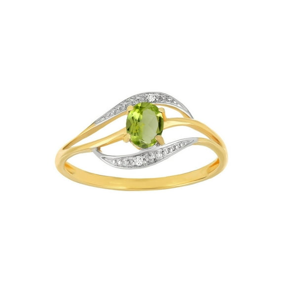 925 Sterling Silver 7X5 Mm Natural Peridot Gemstone August Birthstone Gold Plated Silver Ring