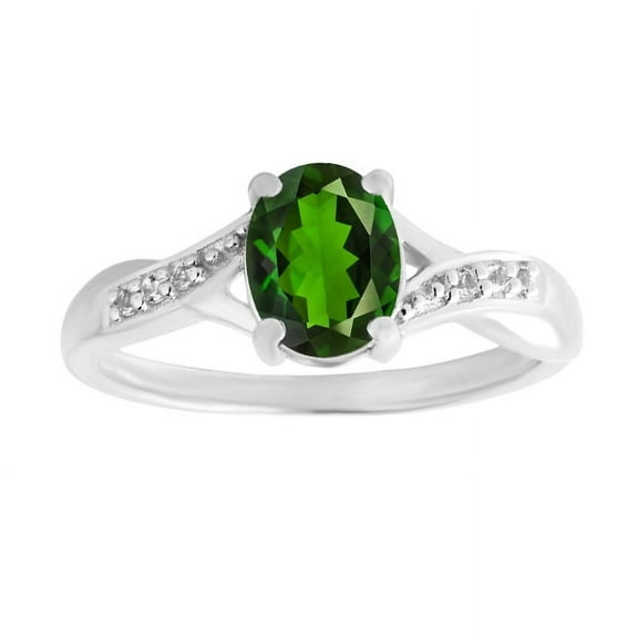 925 Sterling Silver 7X5 Mm Oval Shape Natural Chrome Diopside Gemstone Silver Ring