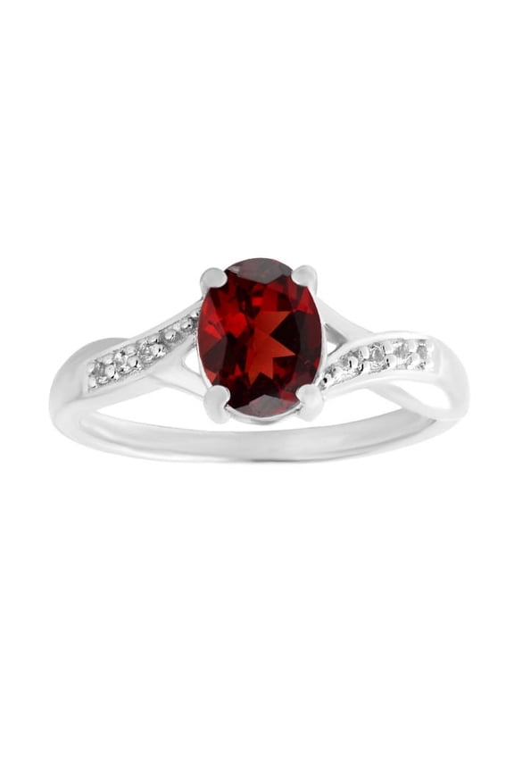 925 Sterling Silver 7X5 Mm Oval Shape Natural January Birthstone Garnet Gemstone Ring