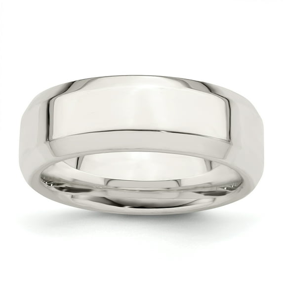 925 Sterling Silver 7mm Bevel Edge Band Ring Size 8