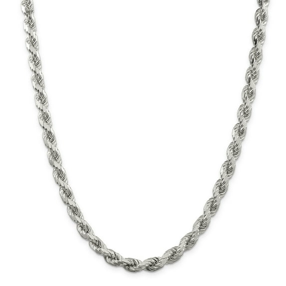 925 Sterling Silver 7mm Diamond-cut Polished 8 Sides Rope Chain 20 Inch