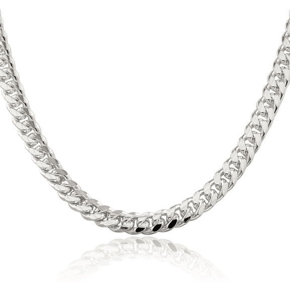 925 Sterling Silver 7mm Side Curb Link Chain Necklace 18 inch