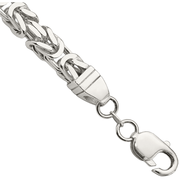 925 Sterling Silver 7.5mm Byzantine Link Chain Bracelet