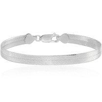 925 Sterling Silver 7.3mm Herringbone Chain Bracelet