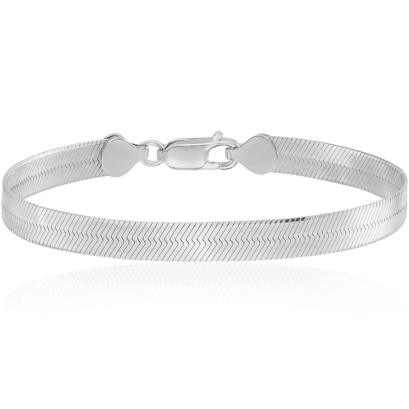 925 Sterling Silver 7.3mm Herringbone Chain Bracelet