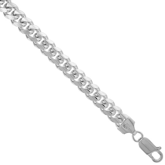 925 Sterling Silver 7mm Miami Cuban Chain Necklace Nickel Free Italy