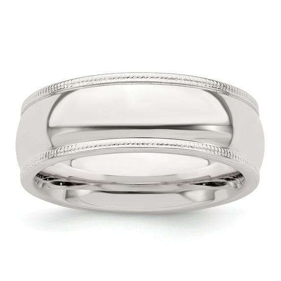 925 Sterling Silver 7mm Milgrain Comfort Fit Band Size: 10; for Adults and Teens; for Women and Men