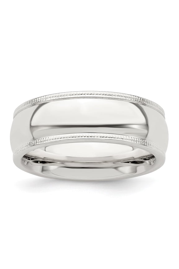 925 Sterling Silver 7mm Milgrain Comfort Fit Band Size: 5; for Adults and Teens; for Women and Men