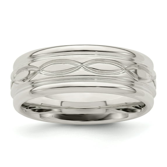 925 Sterling Silver 7mm Polished Fancy Band Ring Size 11