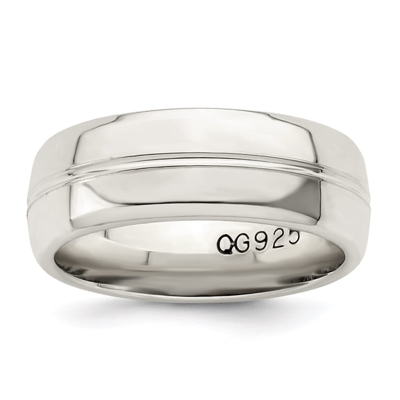 925 Sterling Silver 7mm Polished Fancy Band Ring Size 7.5