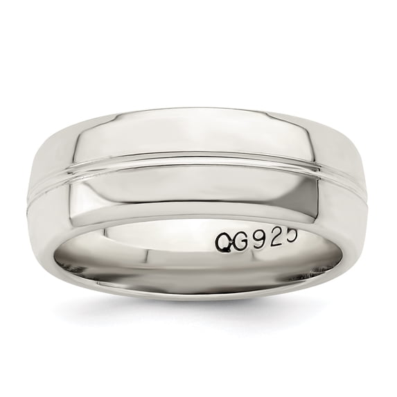 925 Sterling Silver 7mm Polished Fancy Band Ring Size 8.5