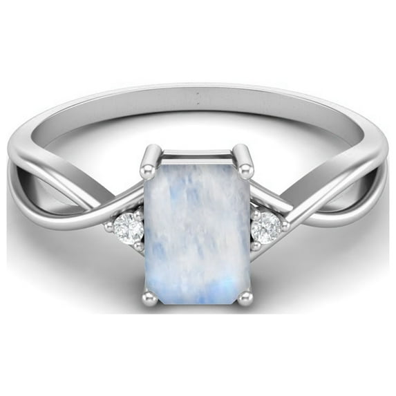 925 Sterling Silver 7x5mm Octagon Shape Moonstone Women Celtic Mother's Day Gift Ring