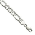 thumbnail image 1 of 925 Sterling Silver 8.0mm Flat Sparkle-Cut Pave Figaro Chain Necklace 20 Inch Chain Necklace for Women and Men, 1 of 2