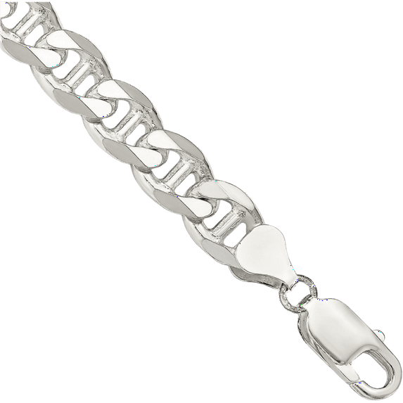 925 Sterling Silver 8.25mm Anchor Mariner Curb Link Chain Bracelet