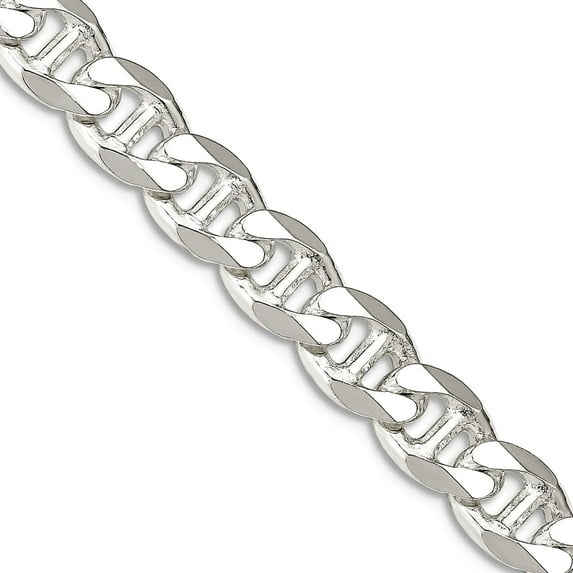925 Sterling Silver 8.25mm Flat Nautical Ship Mariner Anchor Chain Necklace 24 Inch Chain Necklace for Women and Men