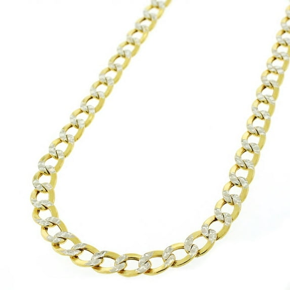 925 Sterling Silver 8.5mm Diamond-Cut Two-Tone Cuban Chain Necklace, 24”, with Lobster Clasp, for Women, Men
