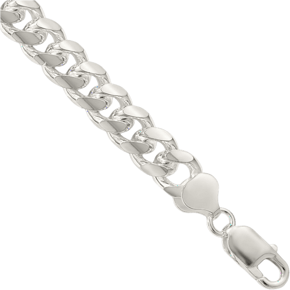 925 Sterling Silver 8.5mm Side Curb Link Chain Bracelet