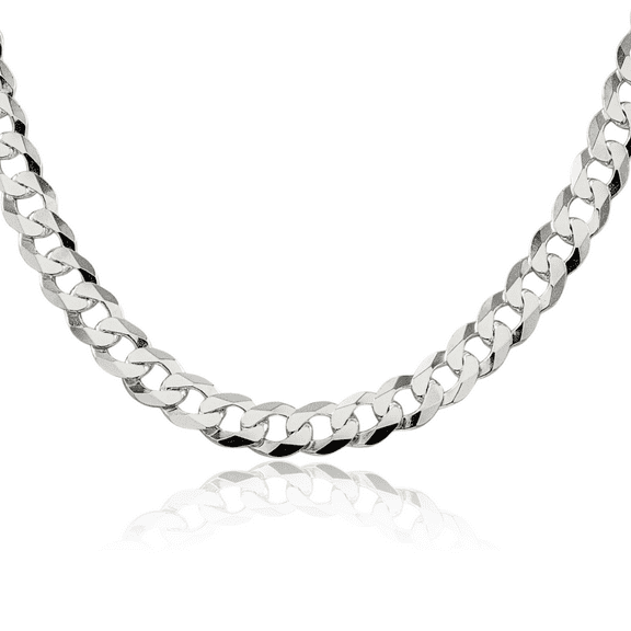 925 Sterling Silver 8.5mm Curb Link Chain Necklace 18 inch