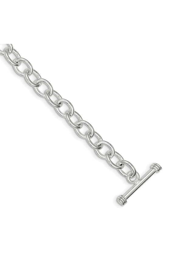 925 Sterling Silver 8.75inch Polished Fancy Link Toggle Bracelet