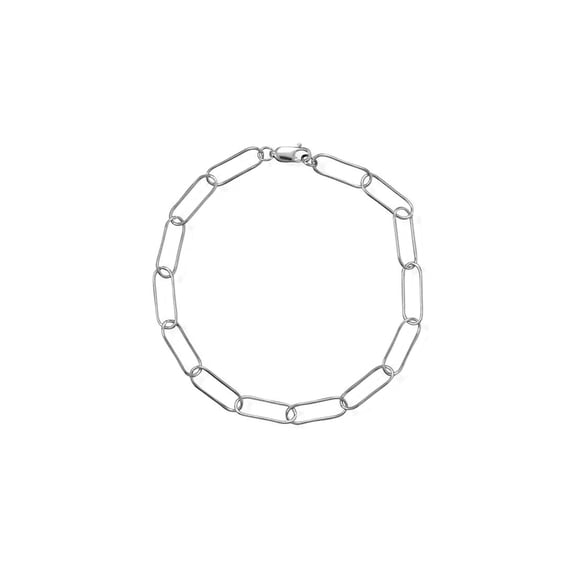 925 Sterling Silver 8 Rhodium Plated Paperclip Bracelet 8 Inch Style Link Links Measure 5mm X 15mm Lobst Link Bracelet f