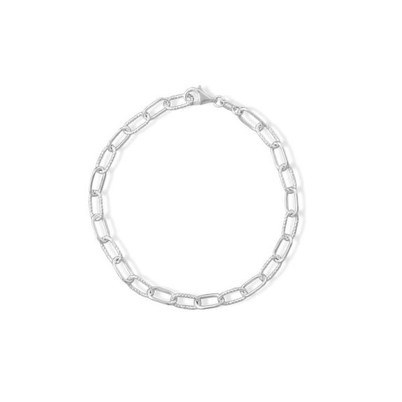 925 Sterling Silver 8 Smooth and Textured Link Bracelet 8 Inch Paperclip Chain Has Alternating 5.3mm X 1 Link Bracelet f