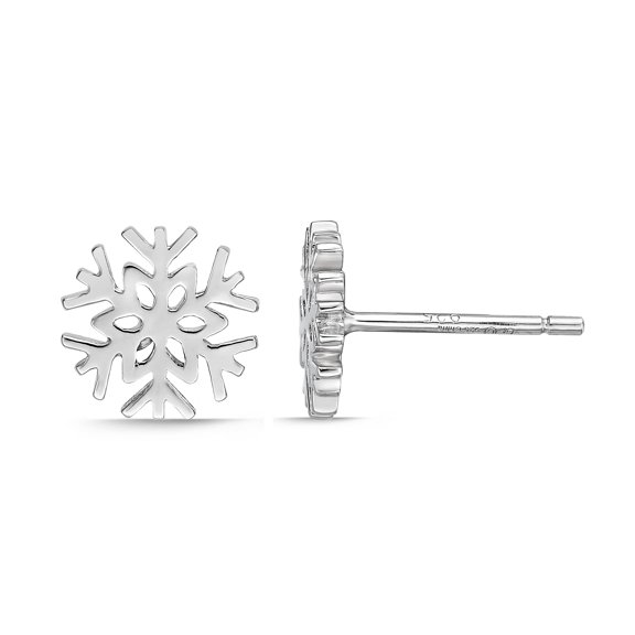 925 Sterling Silver 8MM Snowflake Stud Earrings